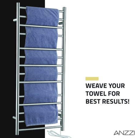 Anzzi Elgon 14Bar Stainless Steel Wall Mounted Towel Warmer Rack with Brushed Nickel Finish TW-WM105BN